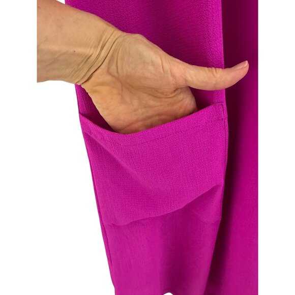 Bright Fuchsia V-Neck Tunic Shift Dress w/Pockets Size 2X 18 20 Plus Sz Summer - Picture 3 of 7